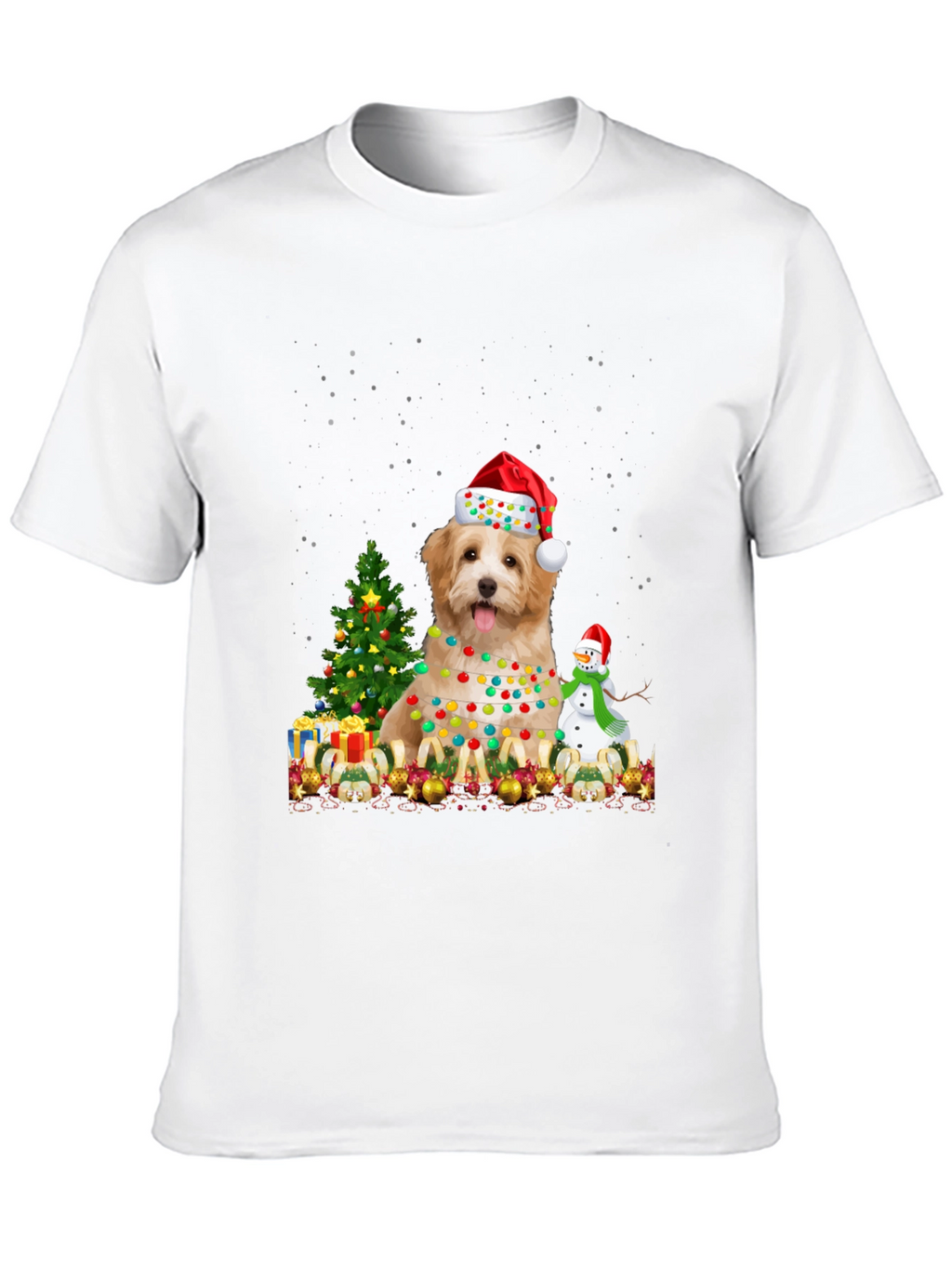 Christmas Dog T-Shirt - Santa Hat & Lights