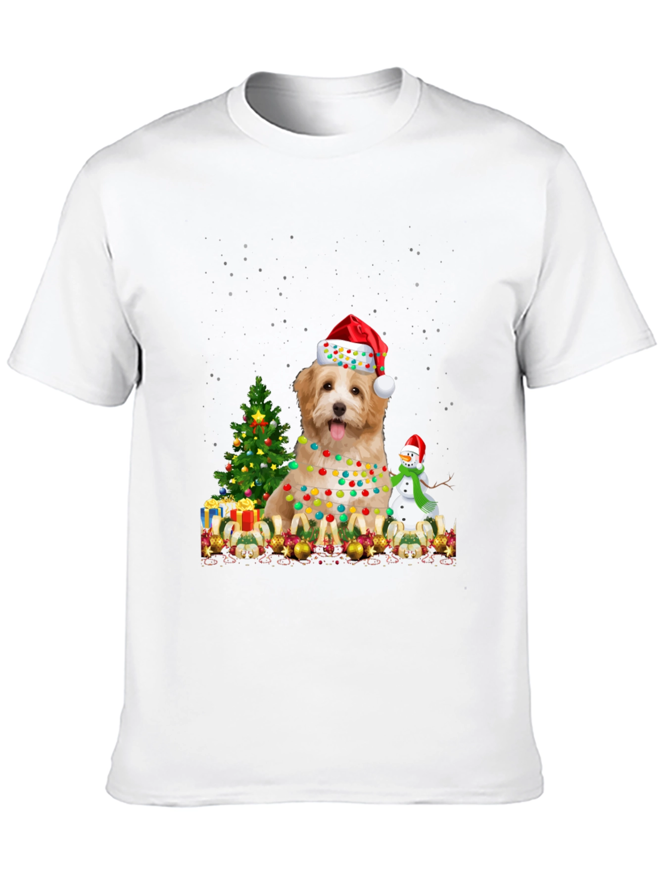Christmas Dog T-Shirt - Santa Hat & Lights