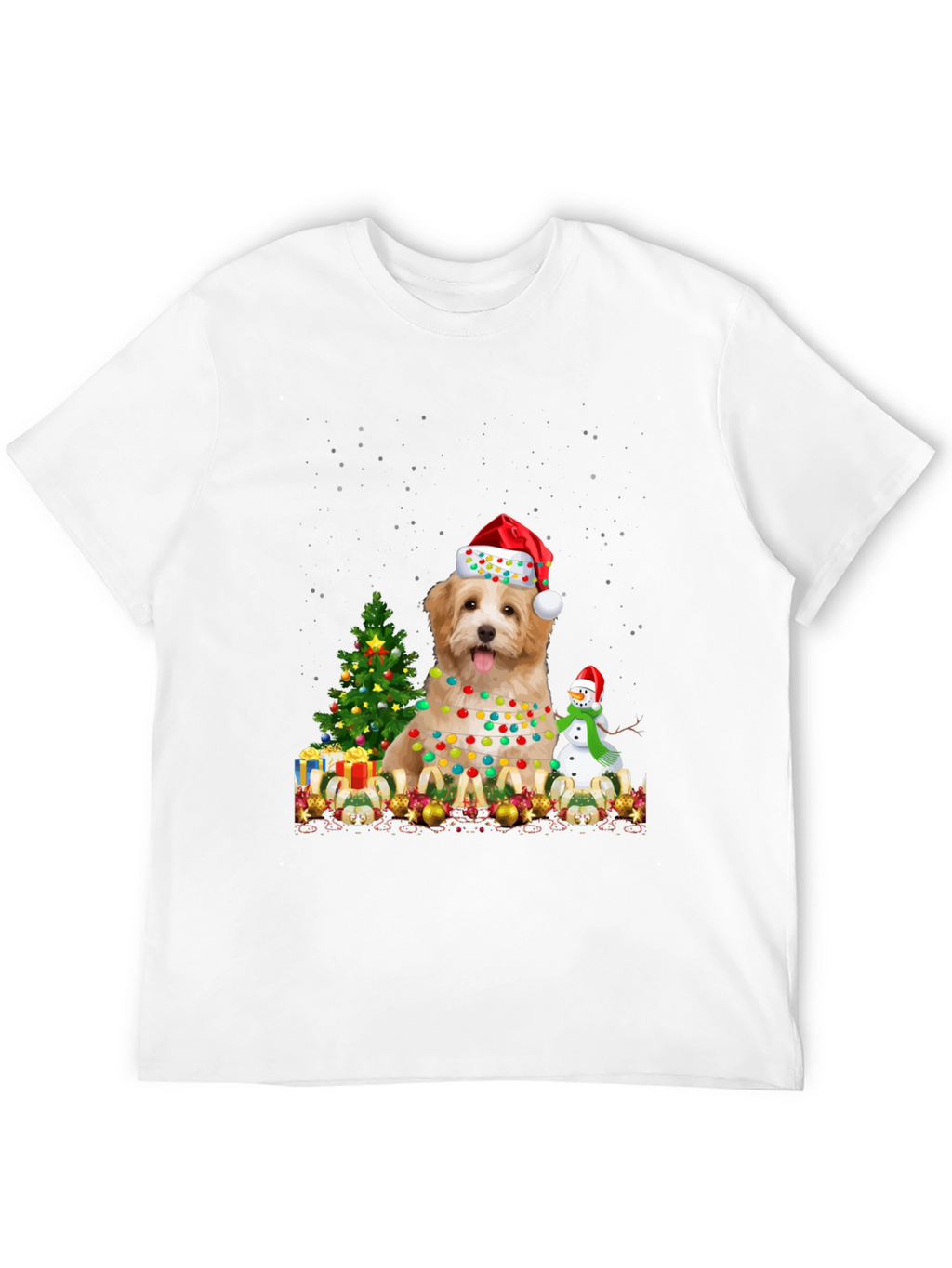 Christmas Dog T-Shirt - Santa Hat & Lights