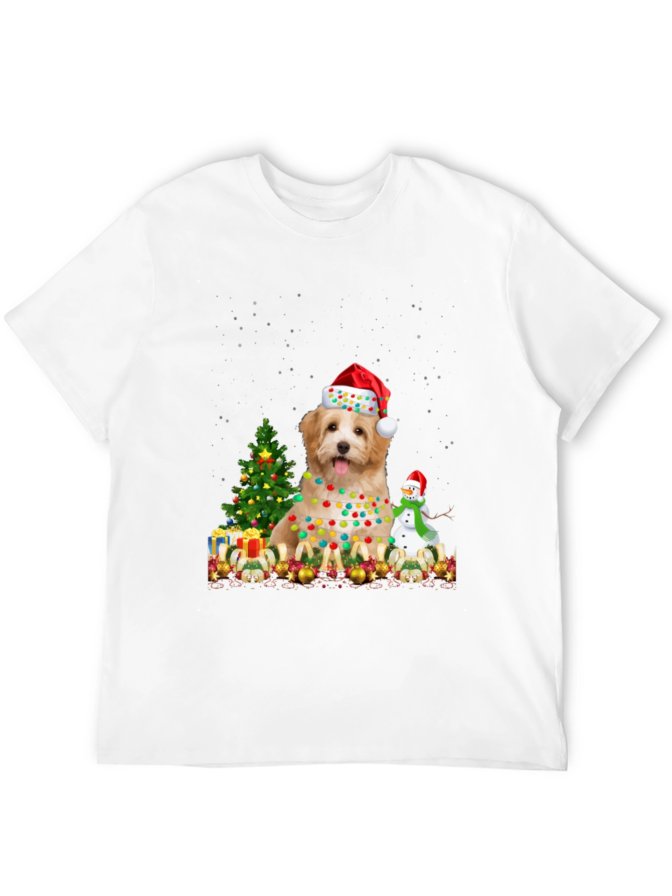 Christmas Dog T-Shirt - Santa Hat & Lights