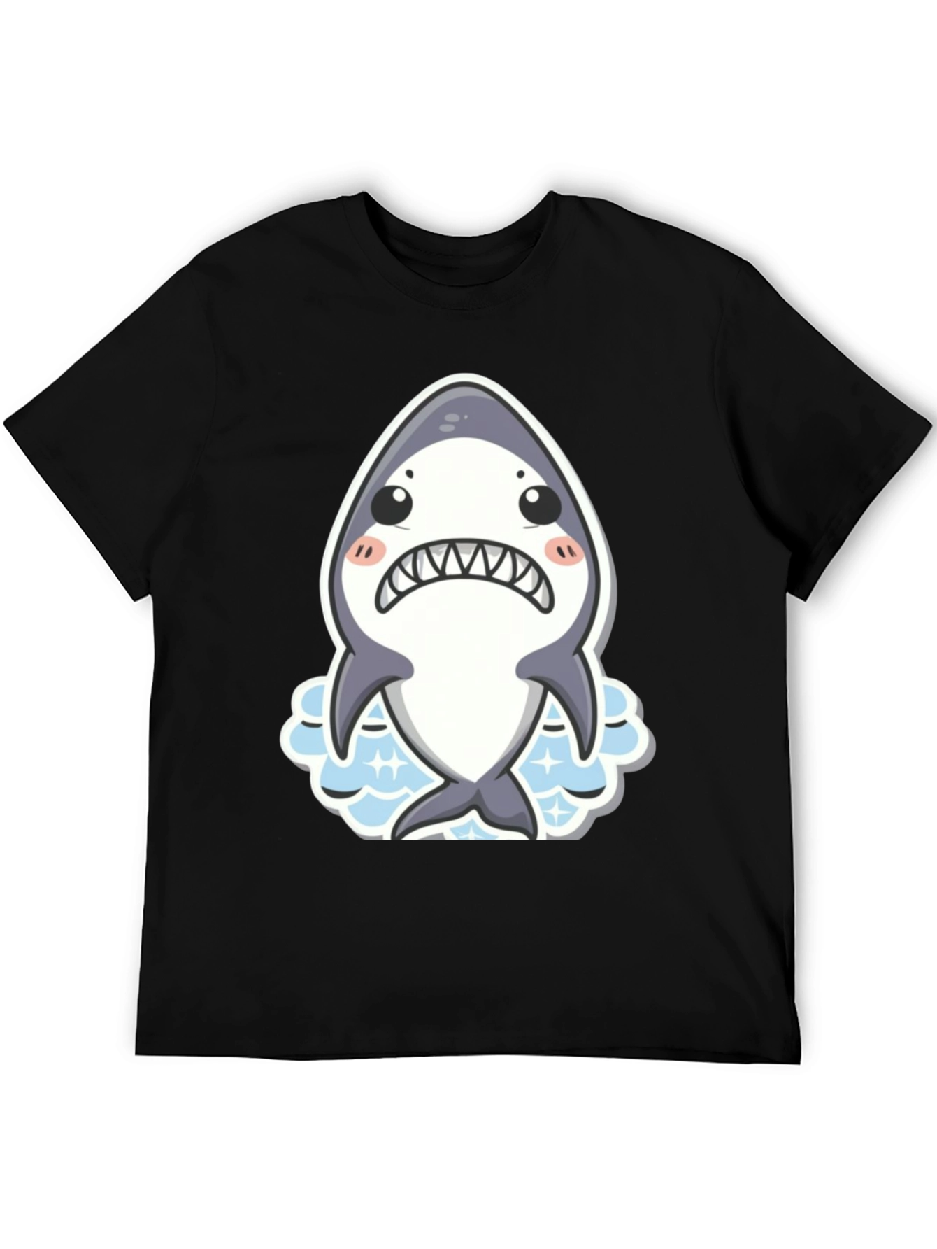 Cute Shark Graphic Tee - Black Cotton Blend