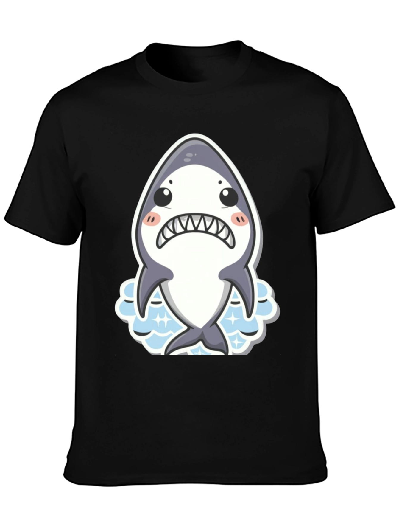 Cute Shark Graphic Tee - Black Cotton Blend