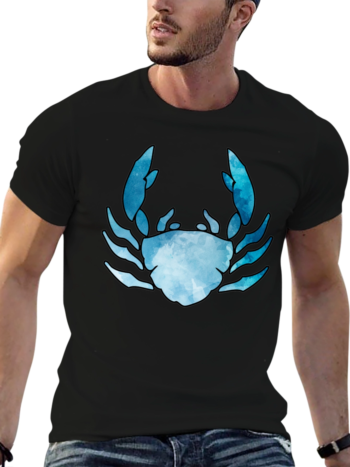 Blue Watercolor Crab Graphic Tee