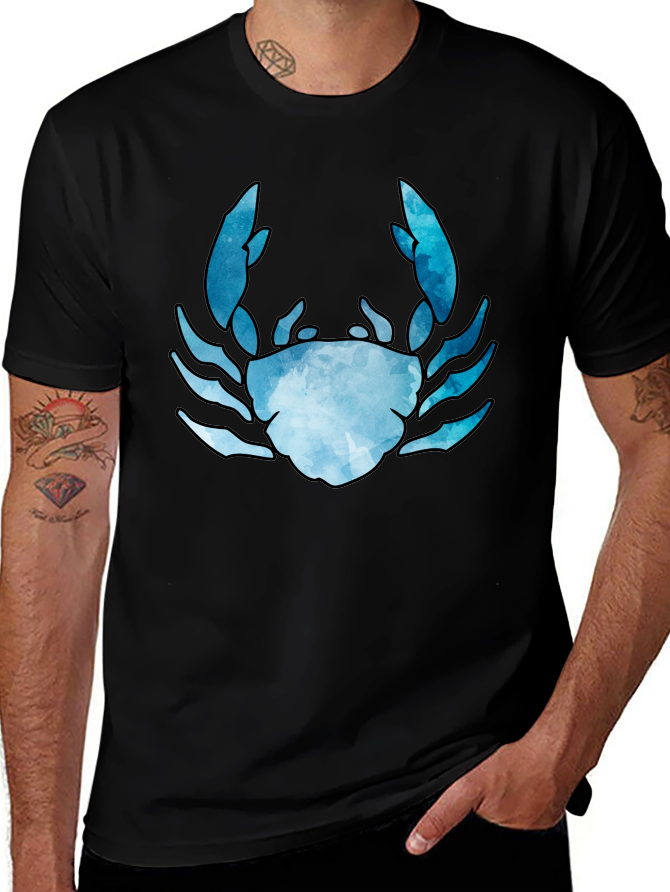 Blue Watercolor Crab Graphic Tee