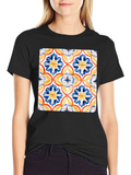 Patterned Tile Graphic Tee - Casual Comfort
