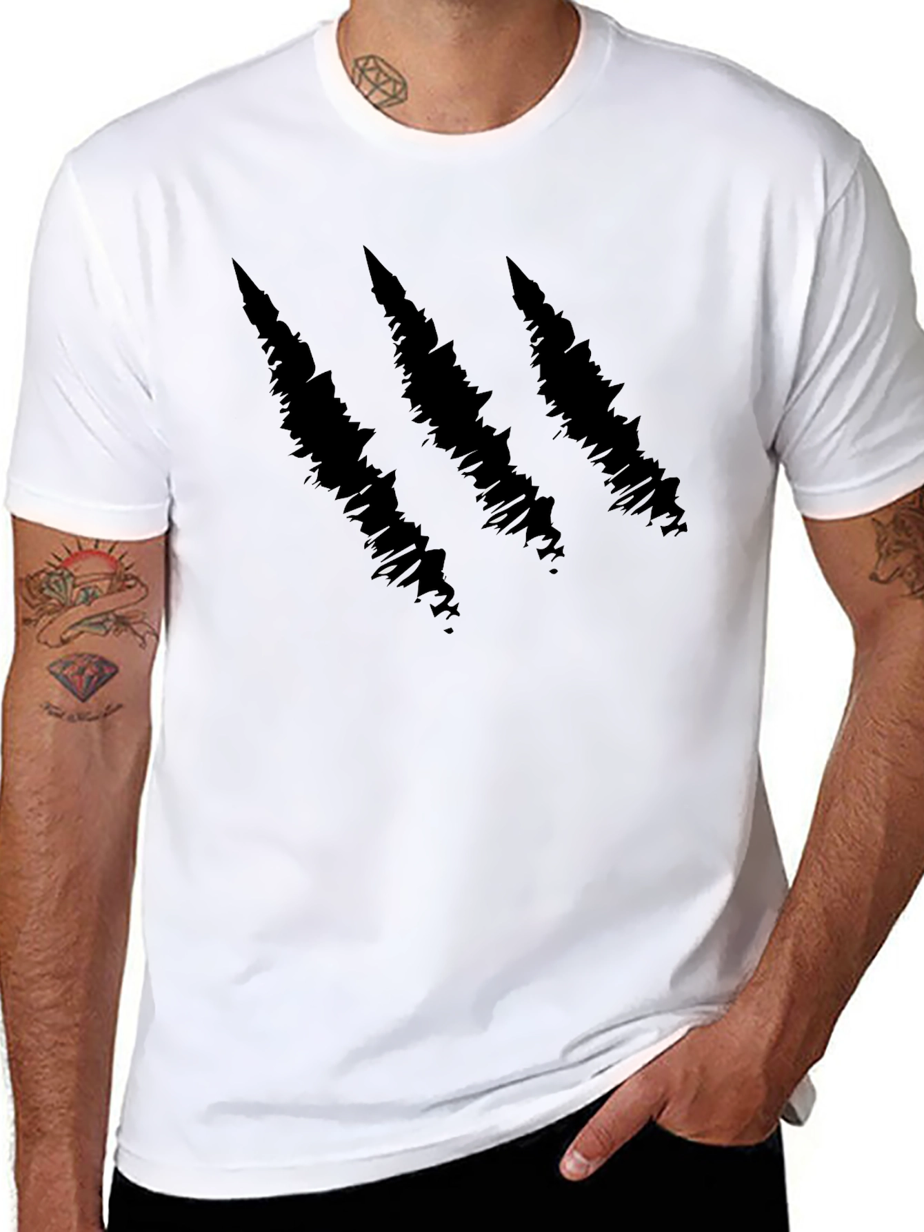 Claw Mark Graphic Print Black T-Shirt