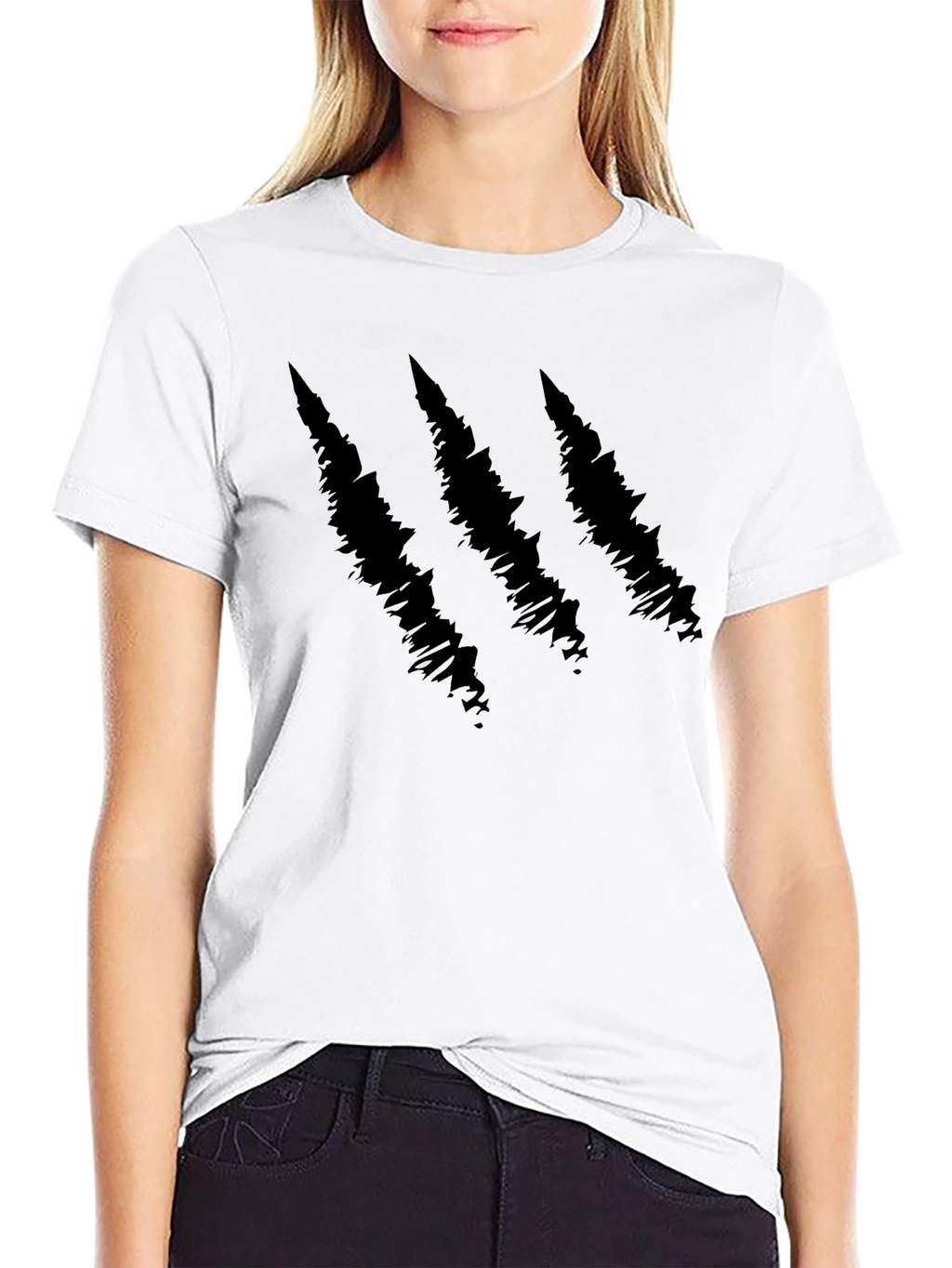 Claw Mark Graphic Print Black T-Shirt