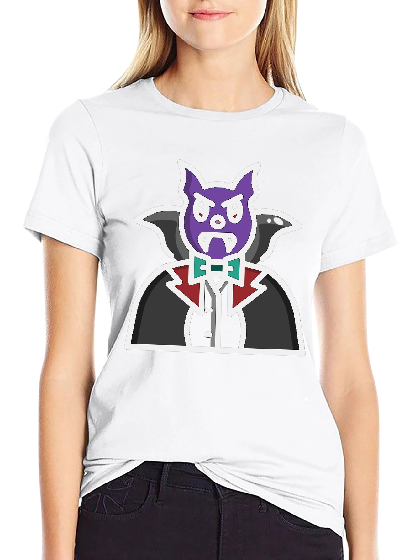 Vampire Cartoon Graphic Black T-Shirt