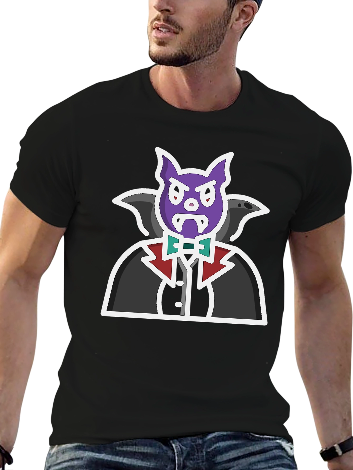 Vampire Cartoon Graphic Black T-Shirt