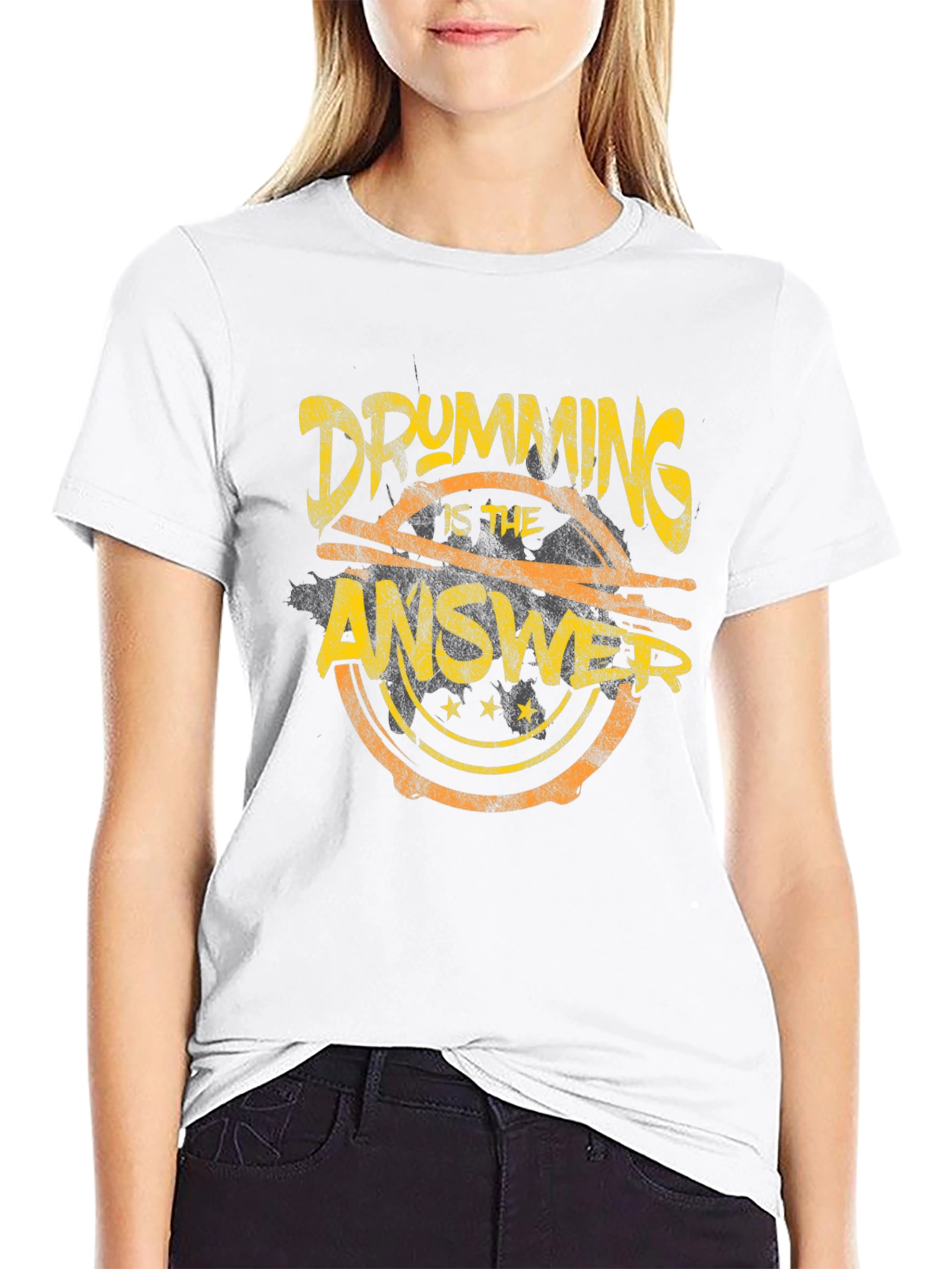 Drumming is the Answer Graphic Black T-Shirt