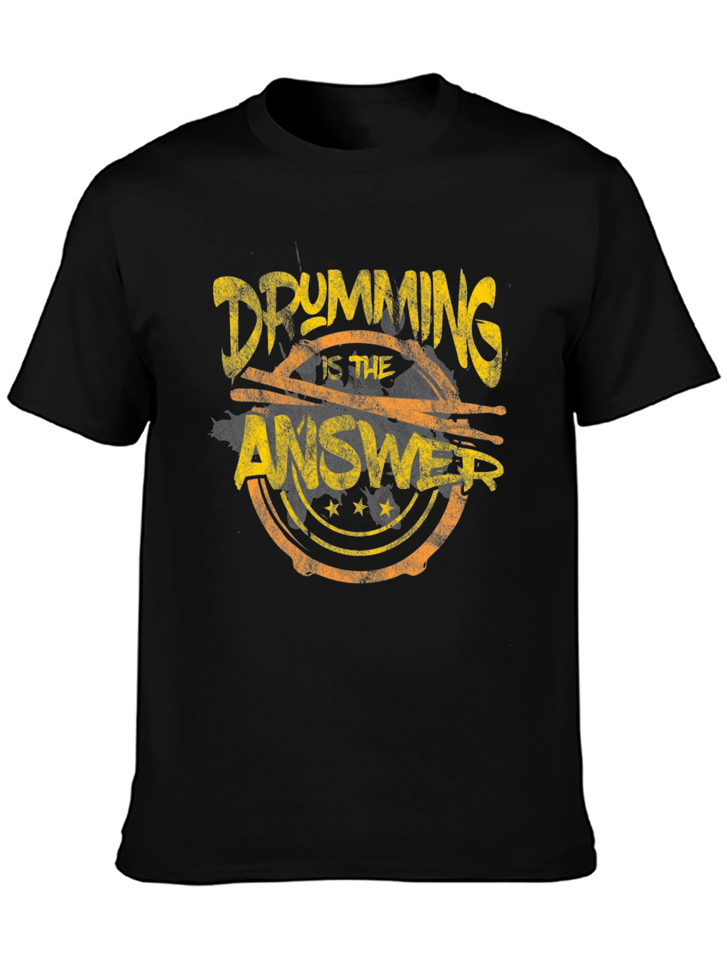 Drumming is the Answer Graphic Black T-Shirt