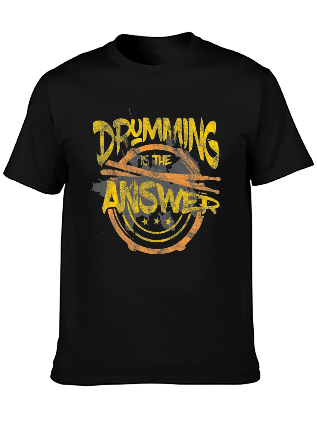 Drumming is the Answer Graphic Black T-Shirt