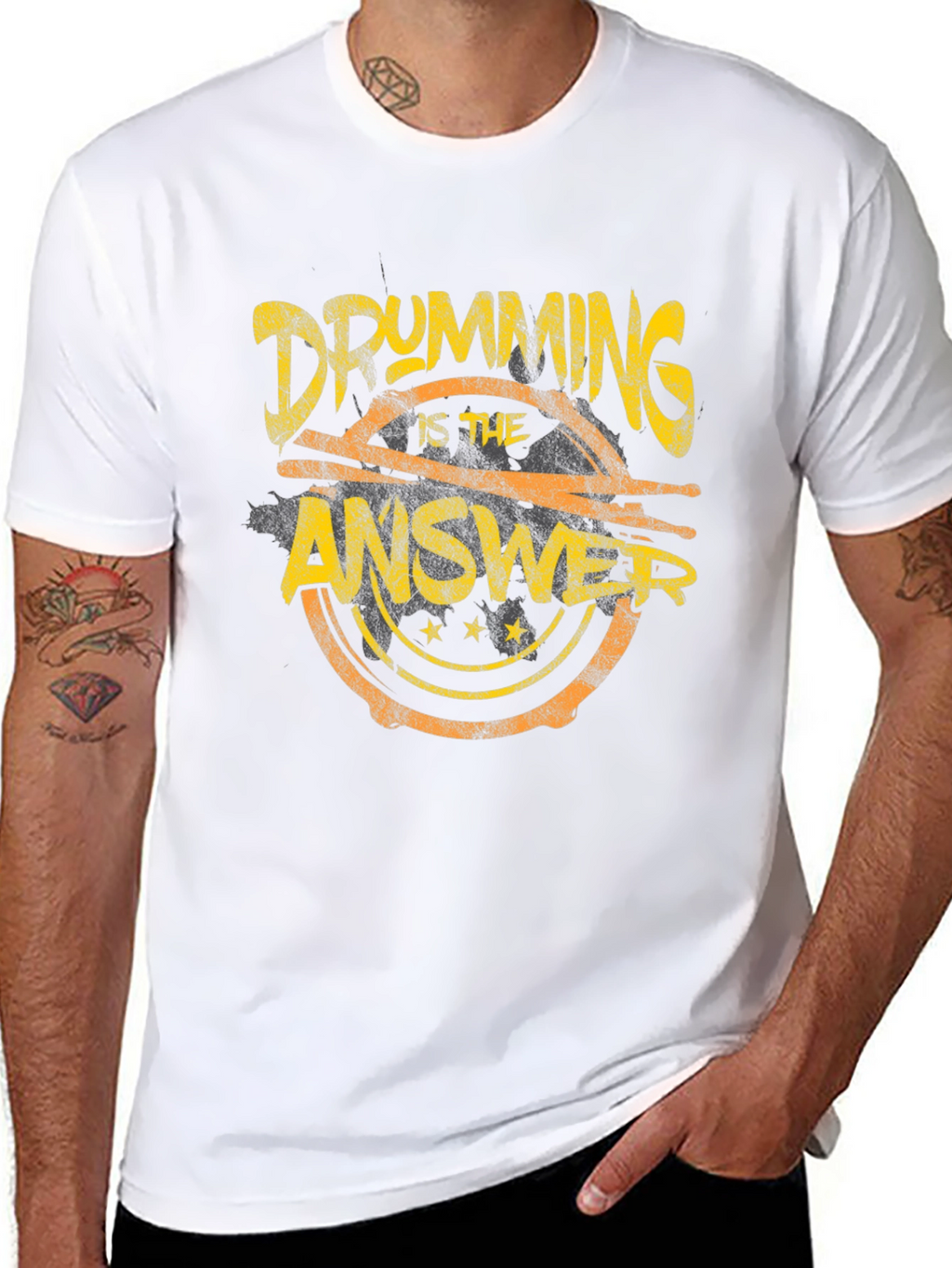 Drumming is the Answer Graphic Black T-Shirt