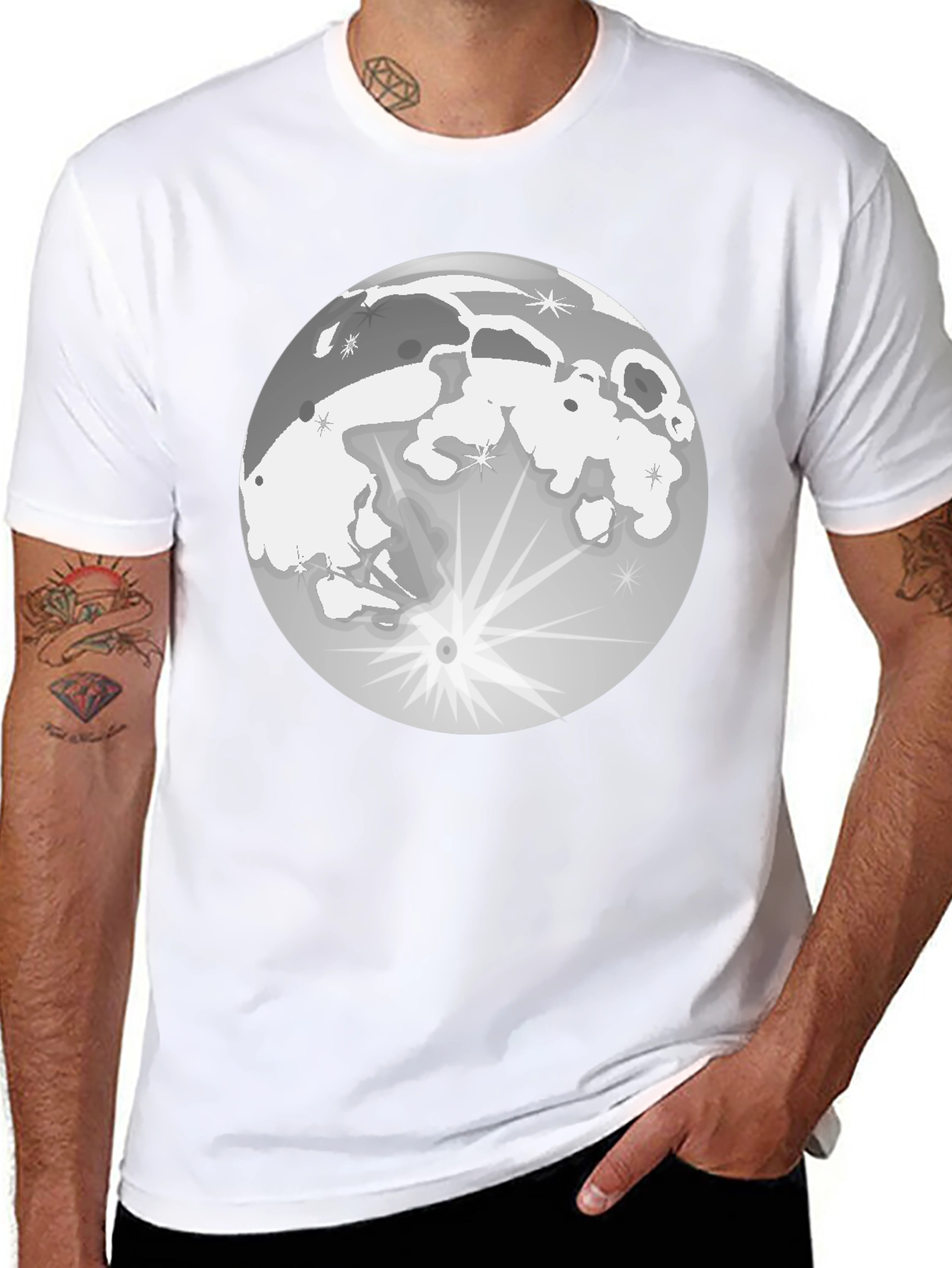 Lunar Eclipse Graphic T-Shirt - Black Cotton