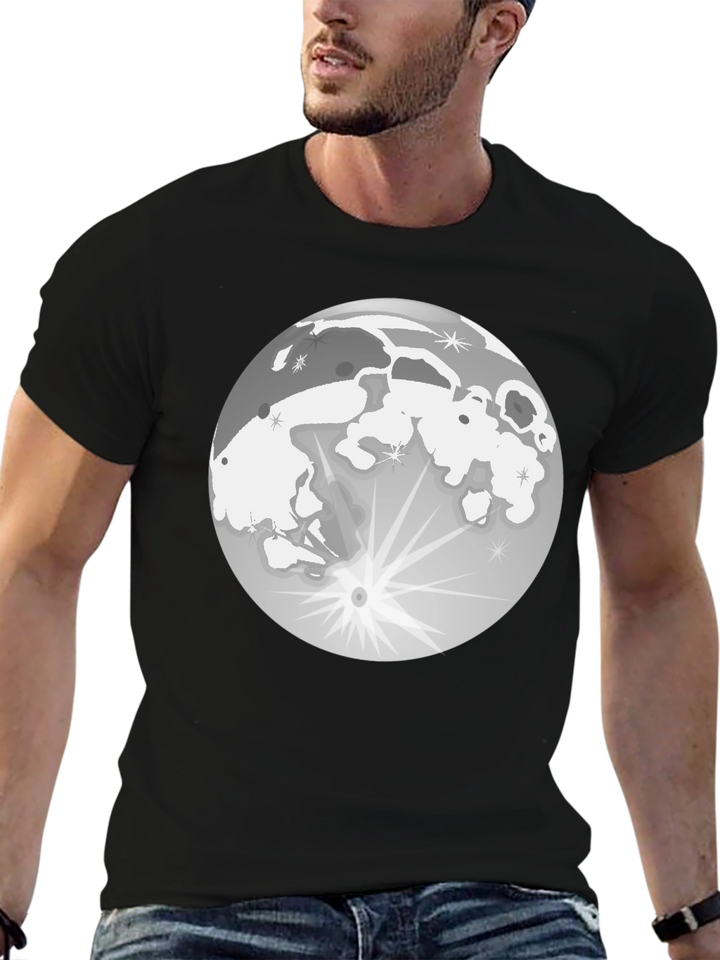 Lunar Eclipse Graphic T-Shirt - Black Cotton
