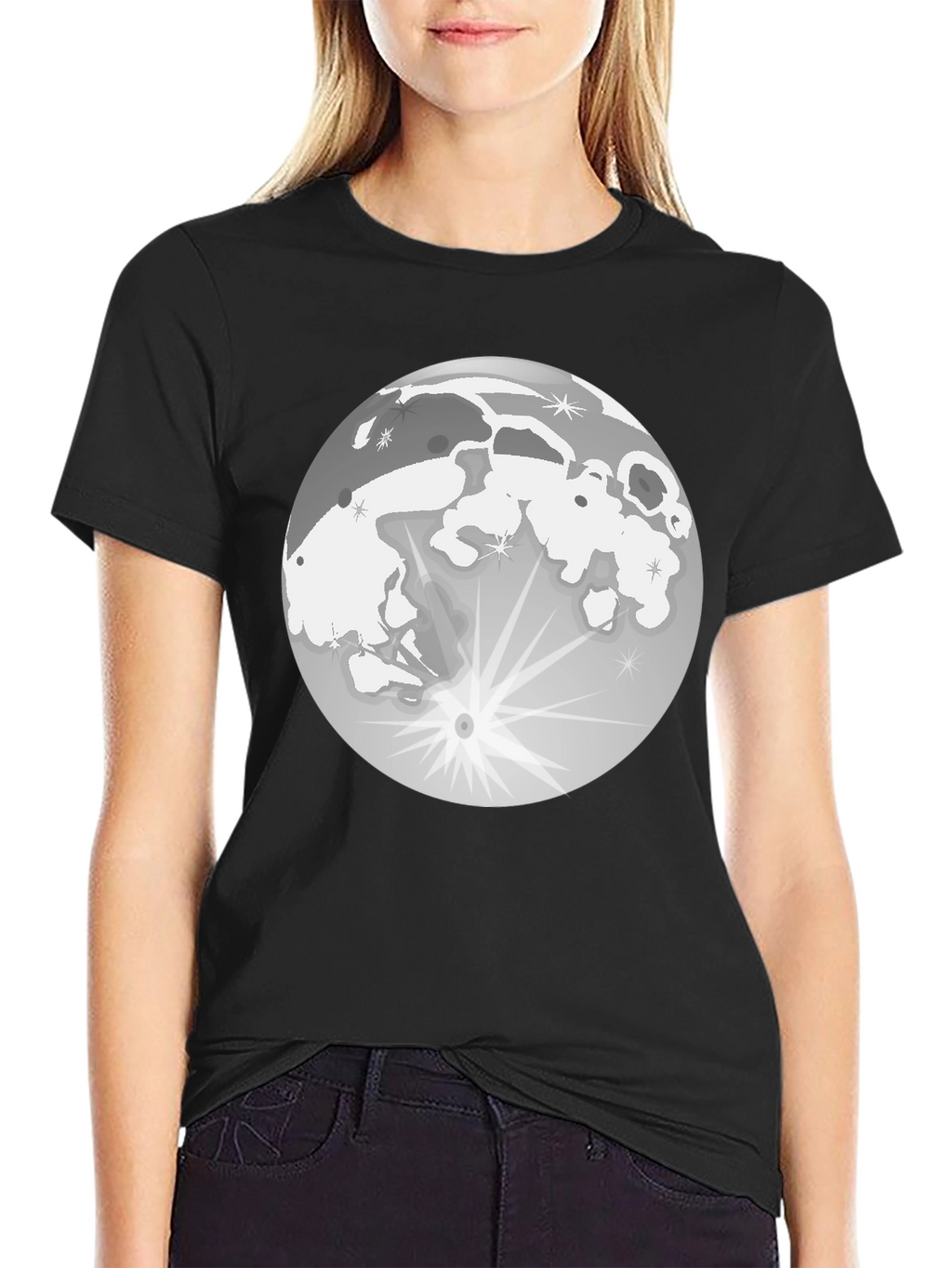 Lunar Eclipse Graphic T-Shirt - Black Cotton
