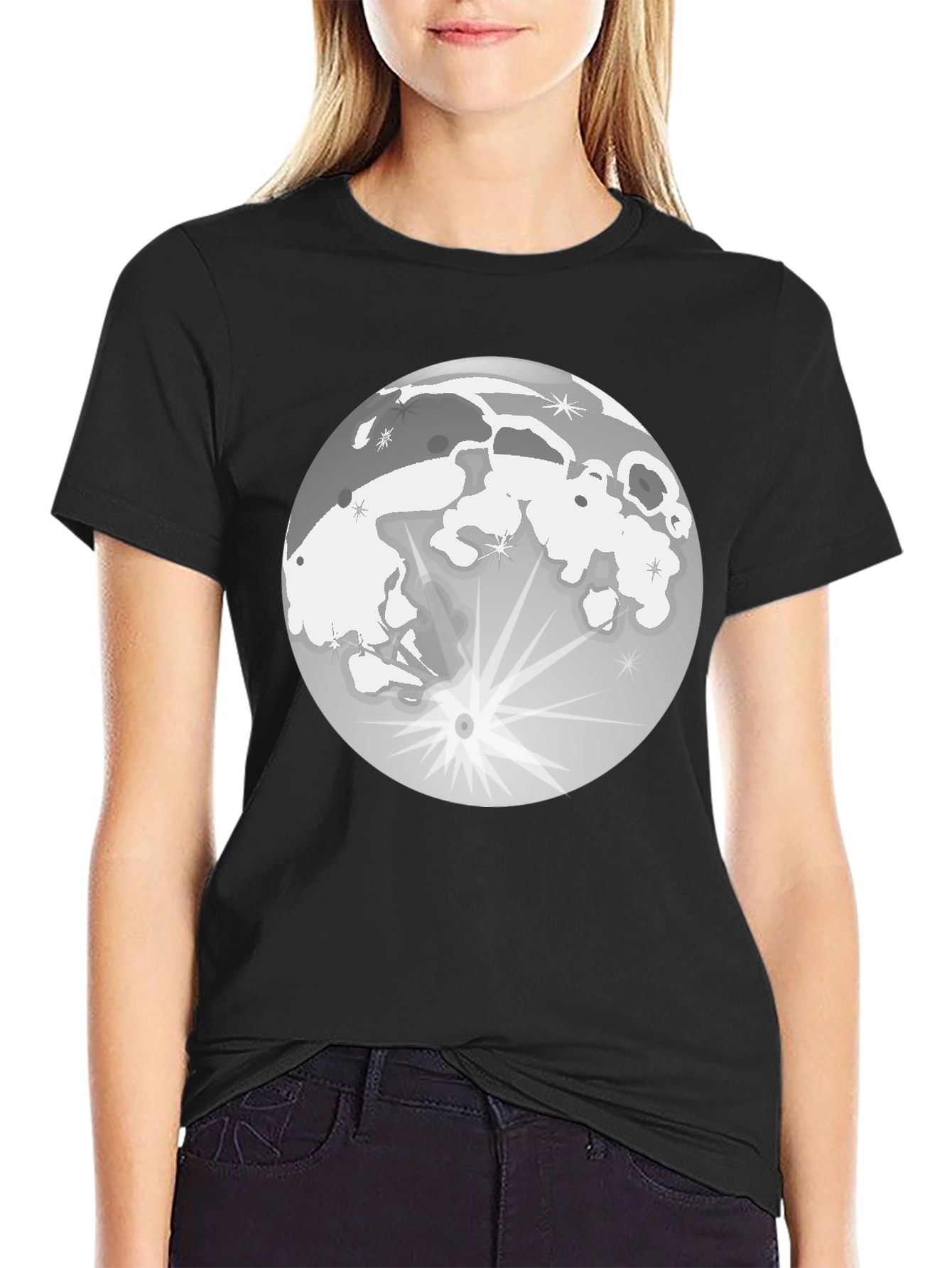 Lunar Eclipse Graphic T-Shirt - Black Cotton