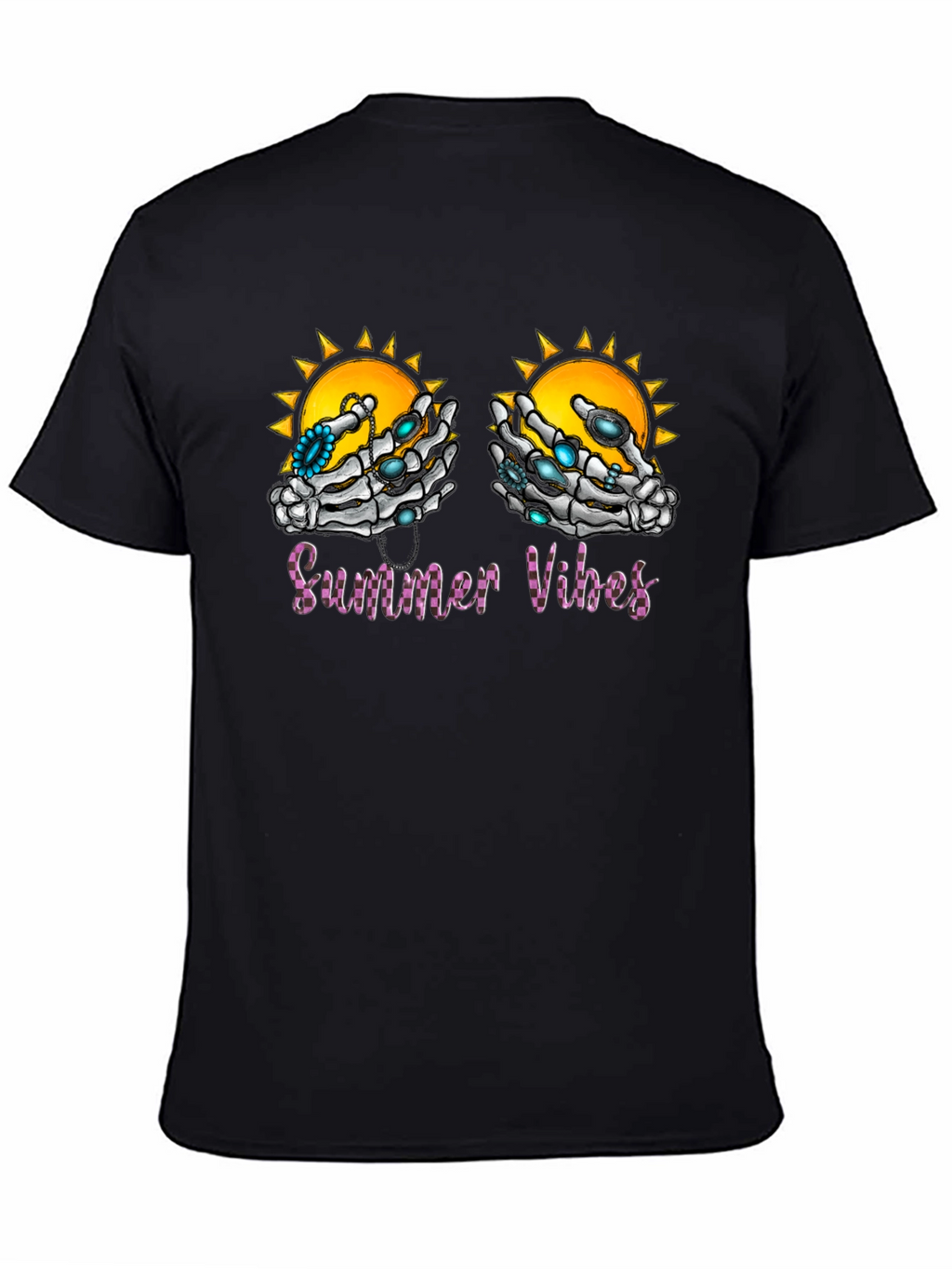 Summer Vibes Skeleton Hands Graphic T-Shirt