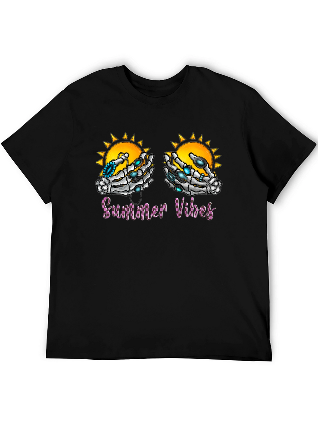 Summer Vibes Skeleton Hands Graphic T-Shirt