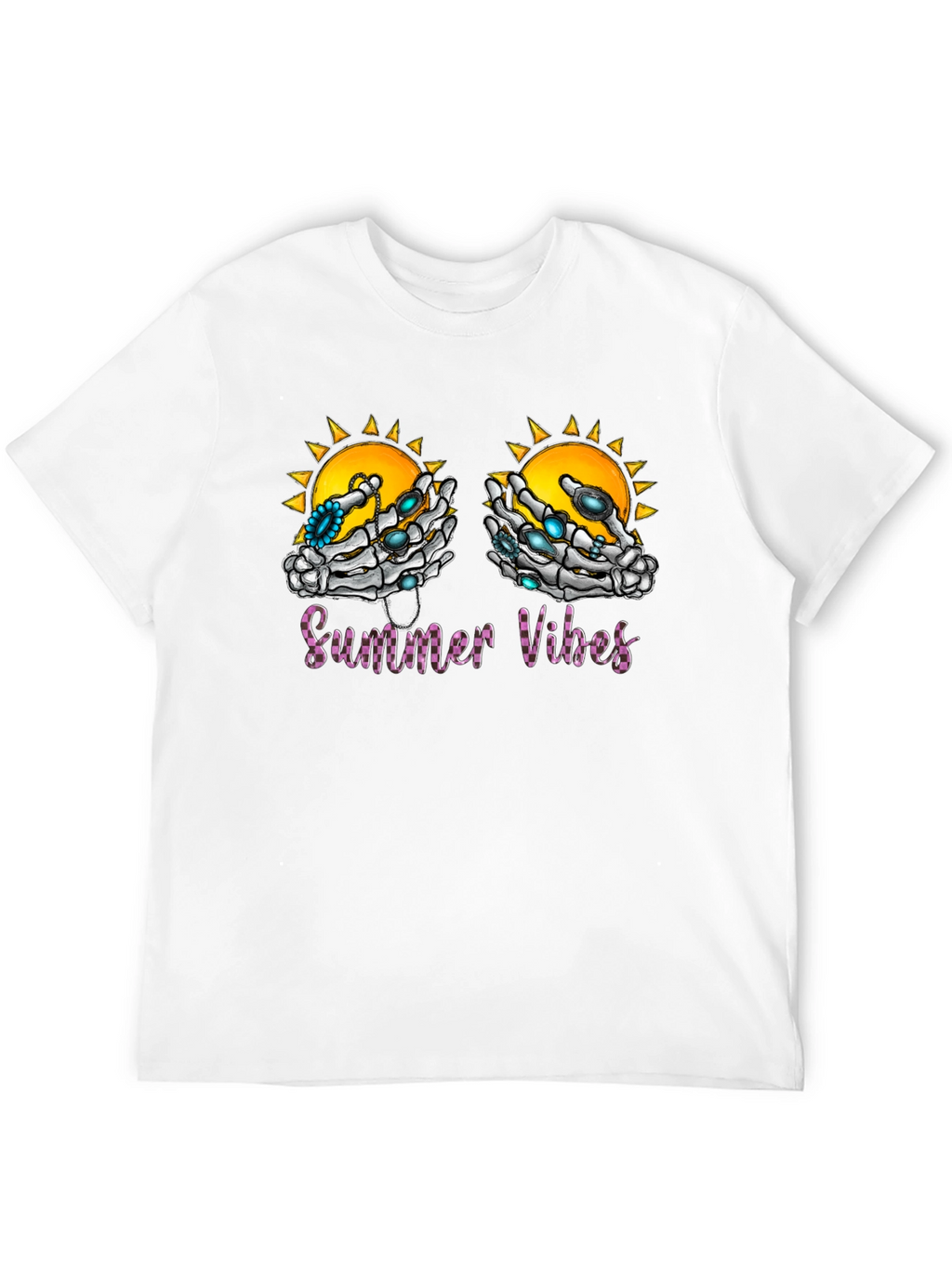 Summer Vibes Skeleton Hands Graphic T-Shirt