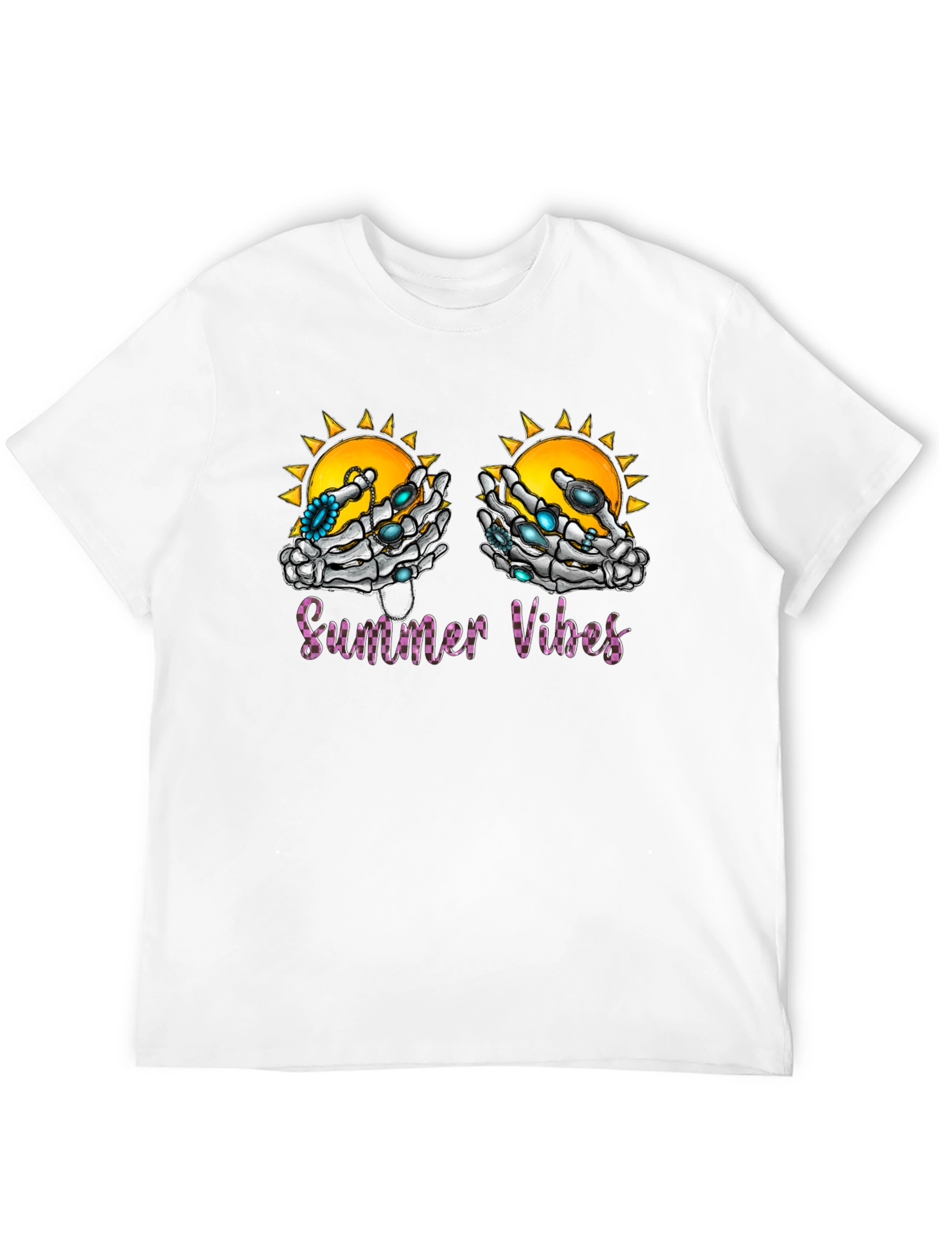 Summer Vibes Skeleton Hands Graphic T-Shirt