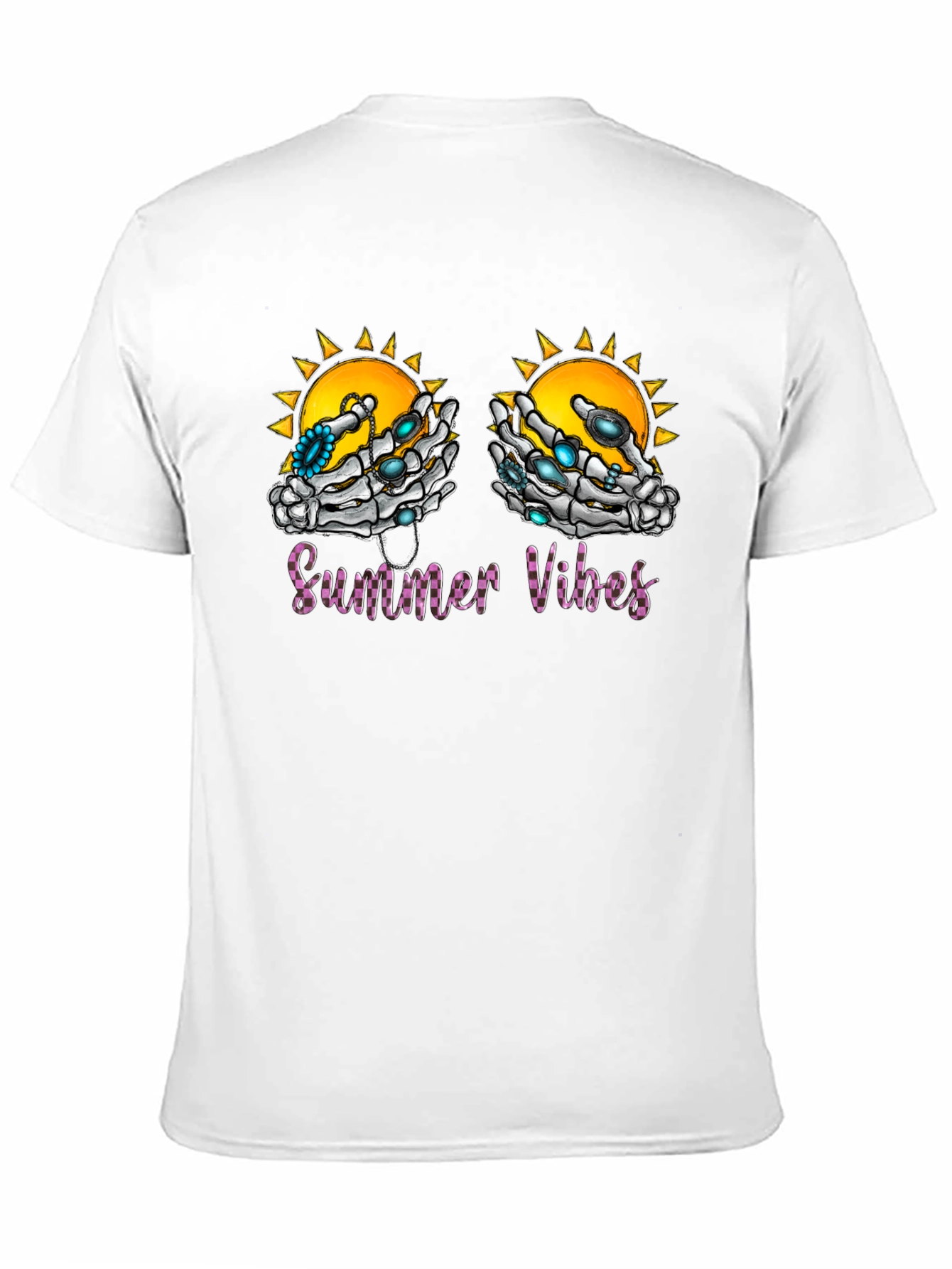 Summer Vibes Skeleton Hands Graphic T-Shirt