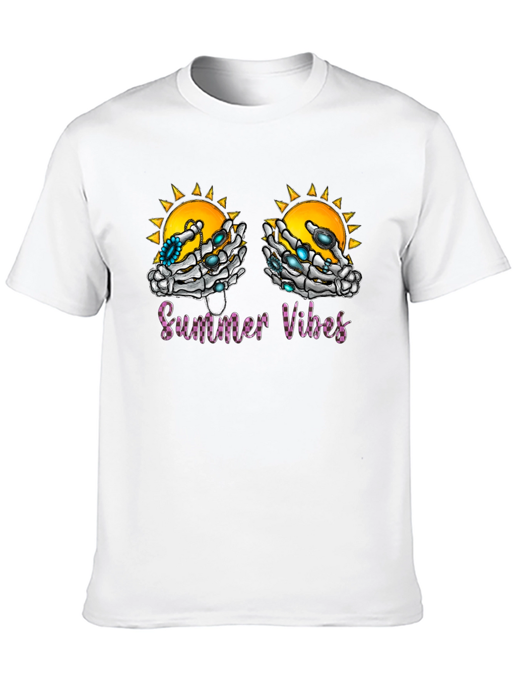 Summer Vibes Skeleton Hands Graphic T-Shirt