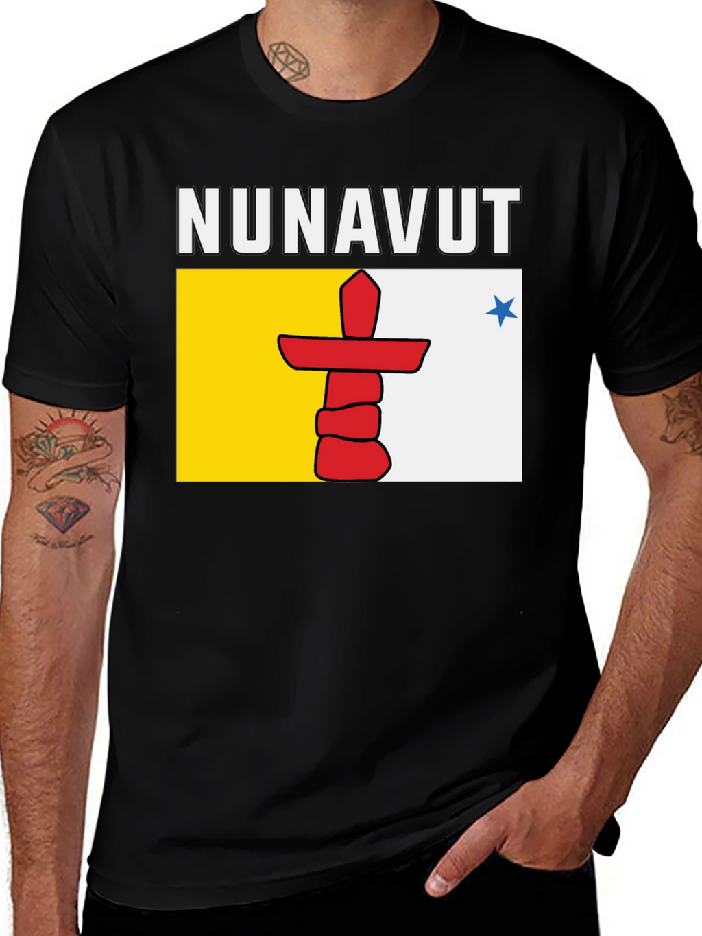 Nunavut Flag T-Shirt - Black Tee
