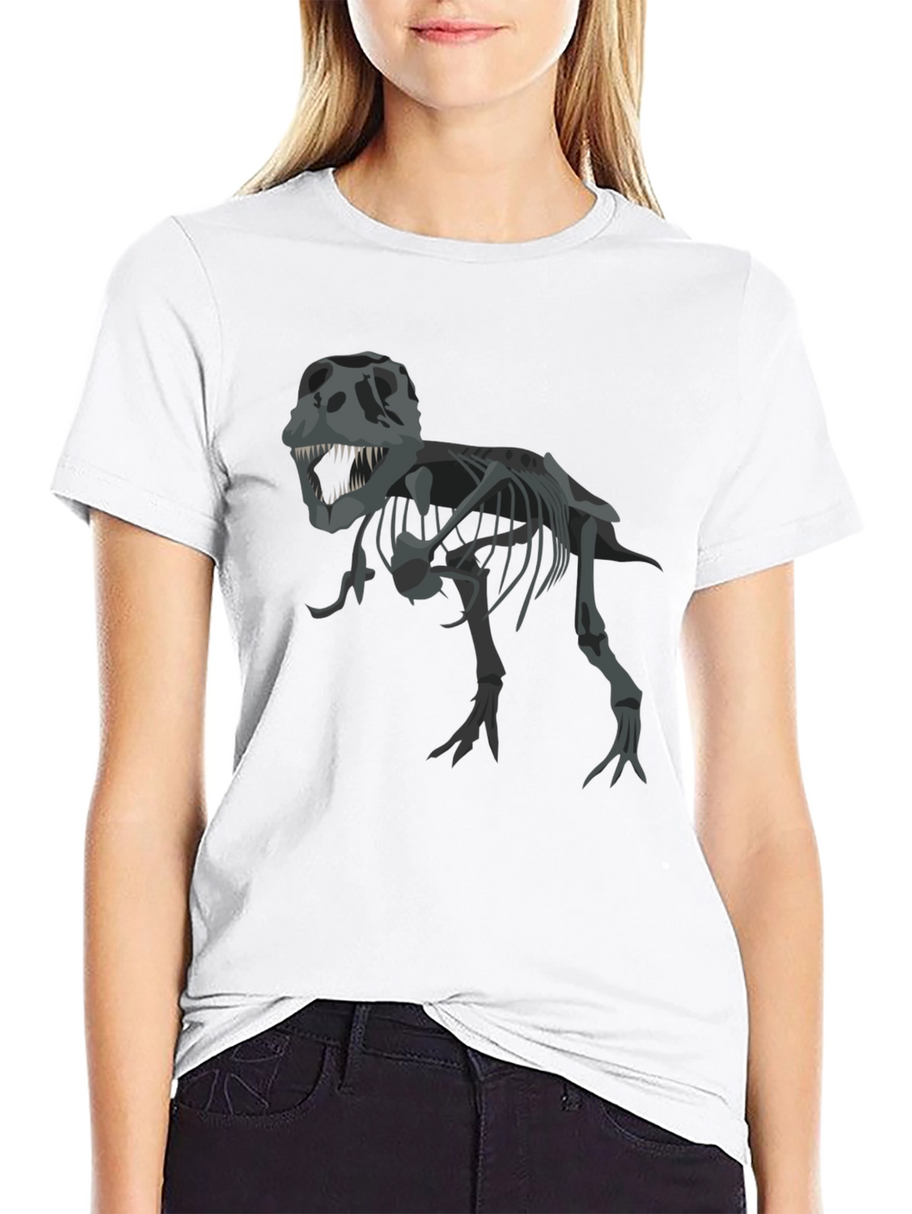 Dino Skeleton Graphic T-Shirt - Black
