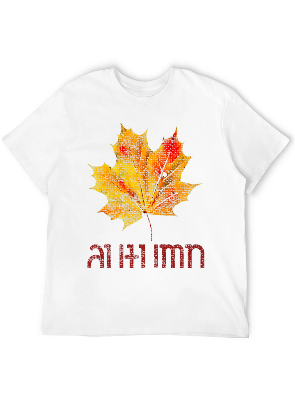 Autumn Maple Leaf Graphic Black T-Shirt