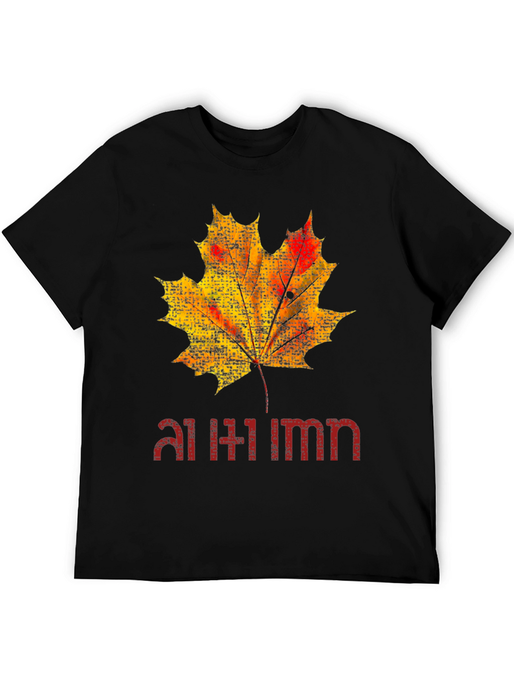 Autumn Maple Leaf Graphic Black T-Shirt