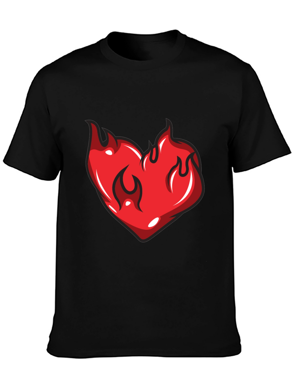 Flaming Heart Graphic Black T-Shirt