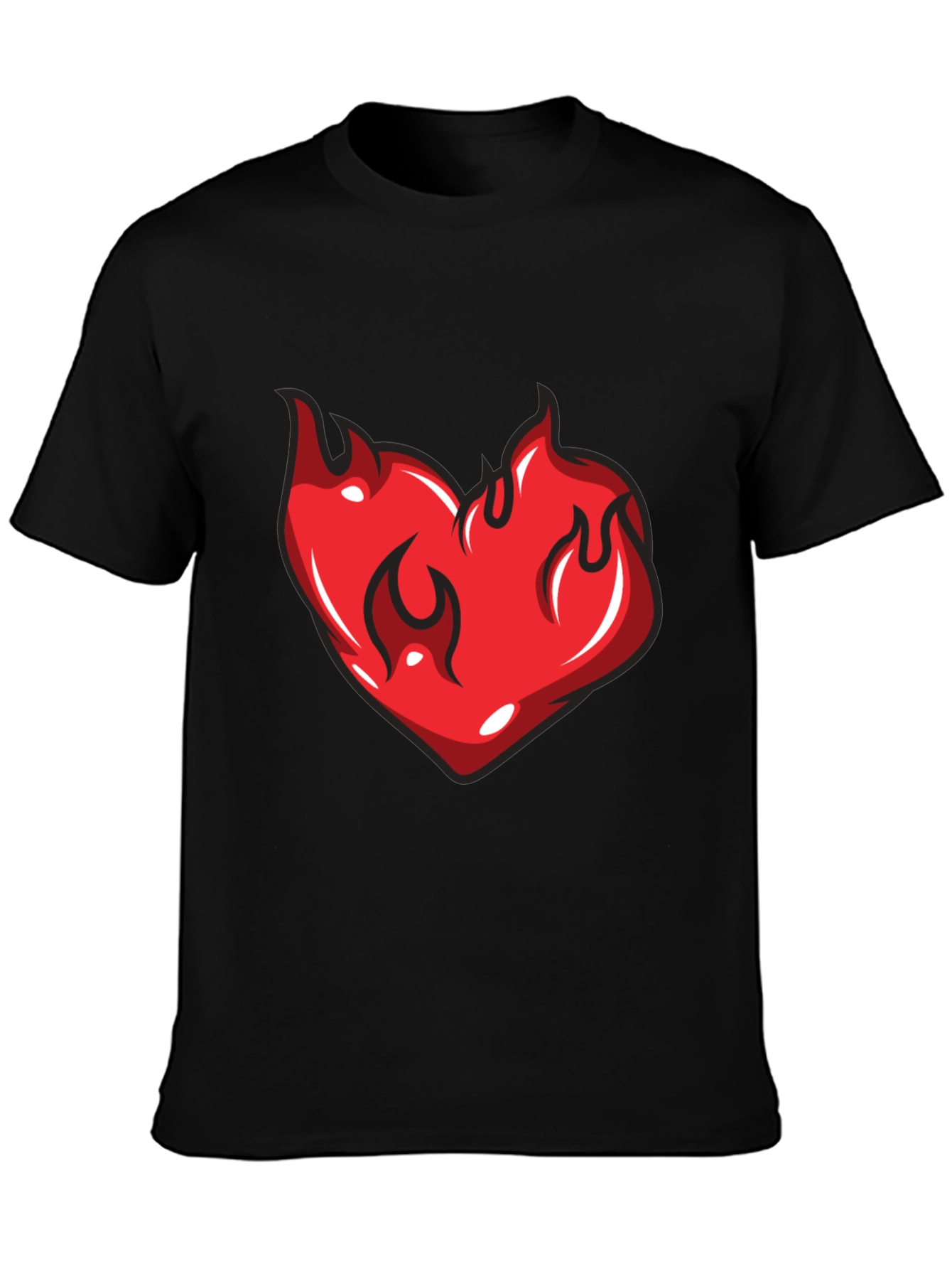 Flaming Heart Graphic Black T-Shirt