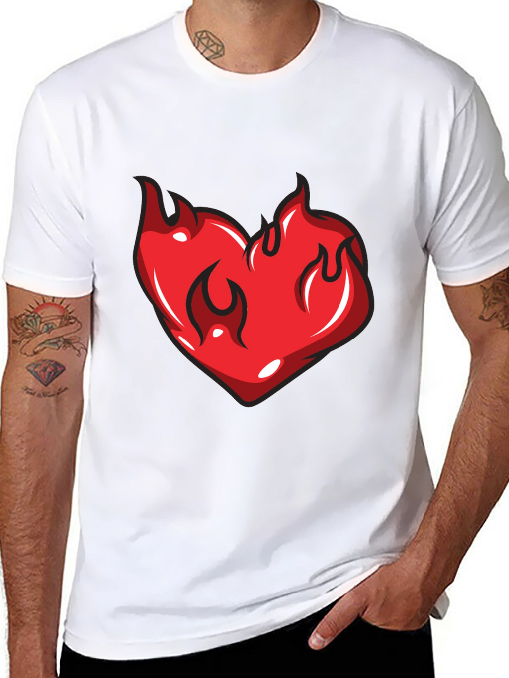 Flaming Heart Graphic Black T-Shirt
