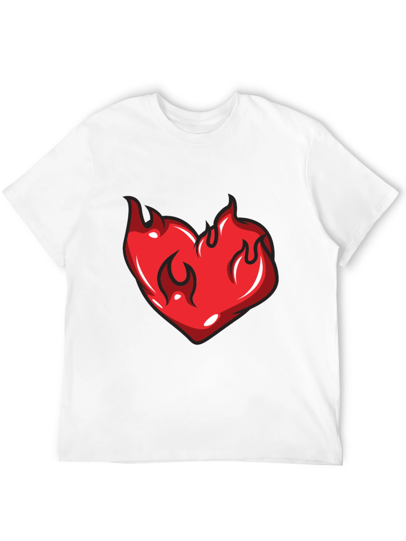 Flaming Heart Graphic Black T-Shirt