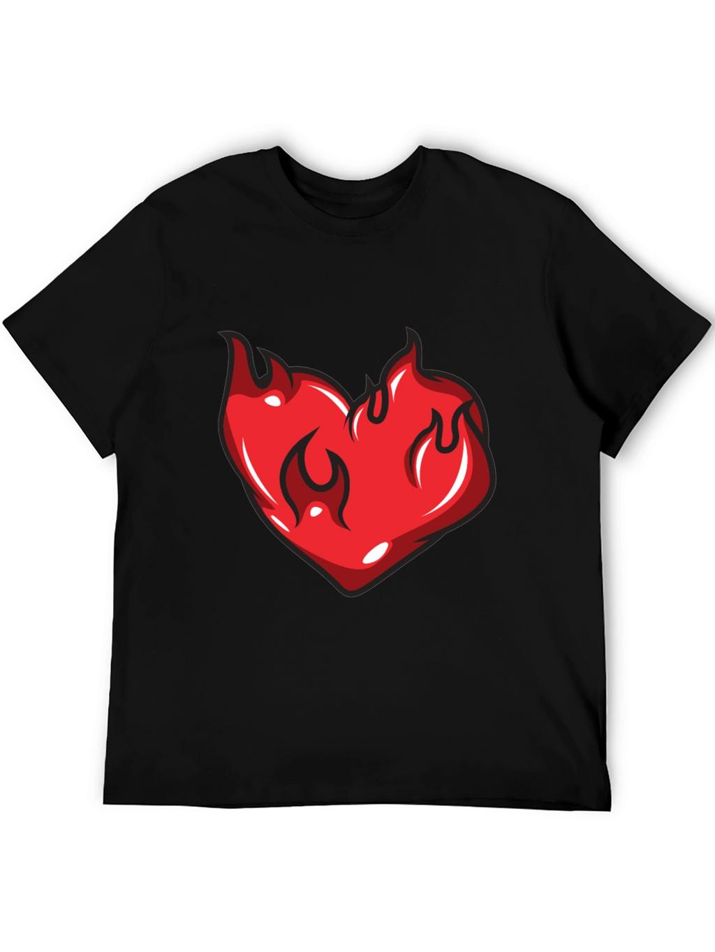 Flaming Heart Graphic Black T-Shirt