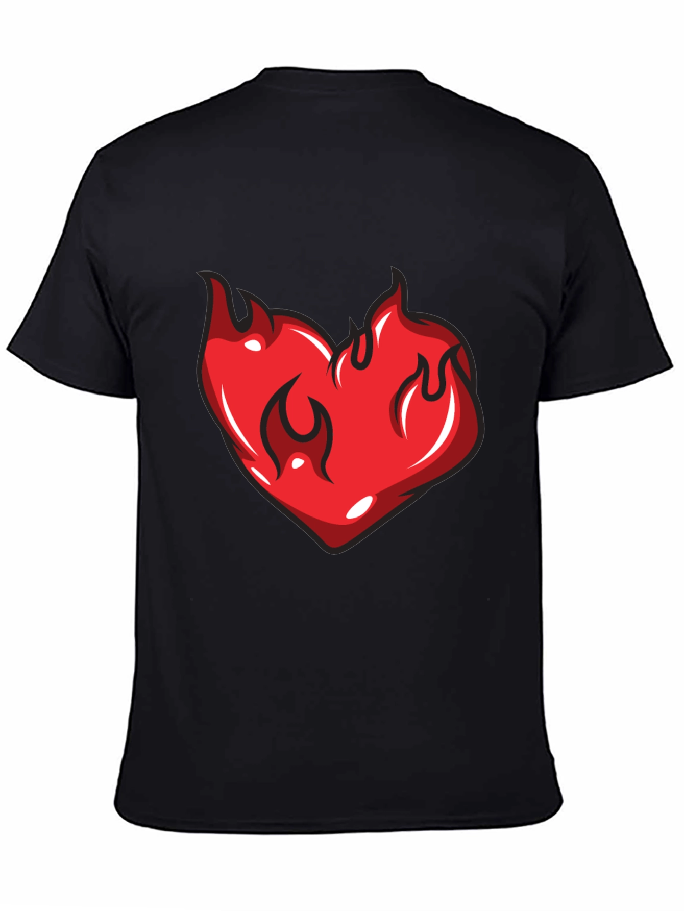 Flaming Heart Graphic Black T-Shirt