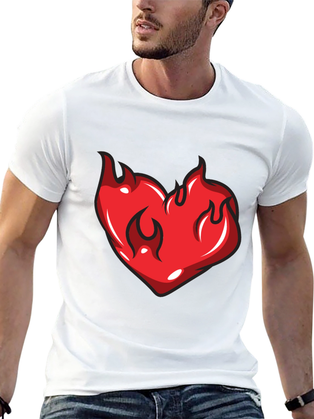 Flaming Heart Graphic Black T-Shirt