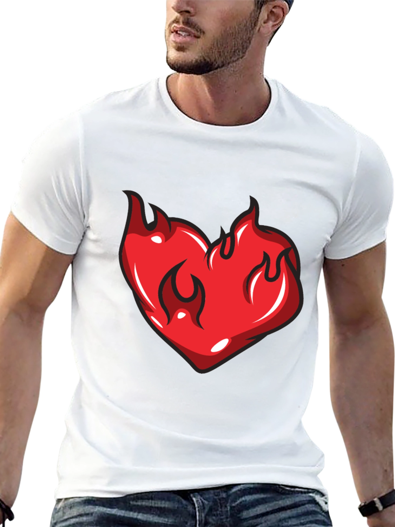 Flaming Heart Graphic Black T-Shirt