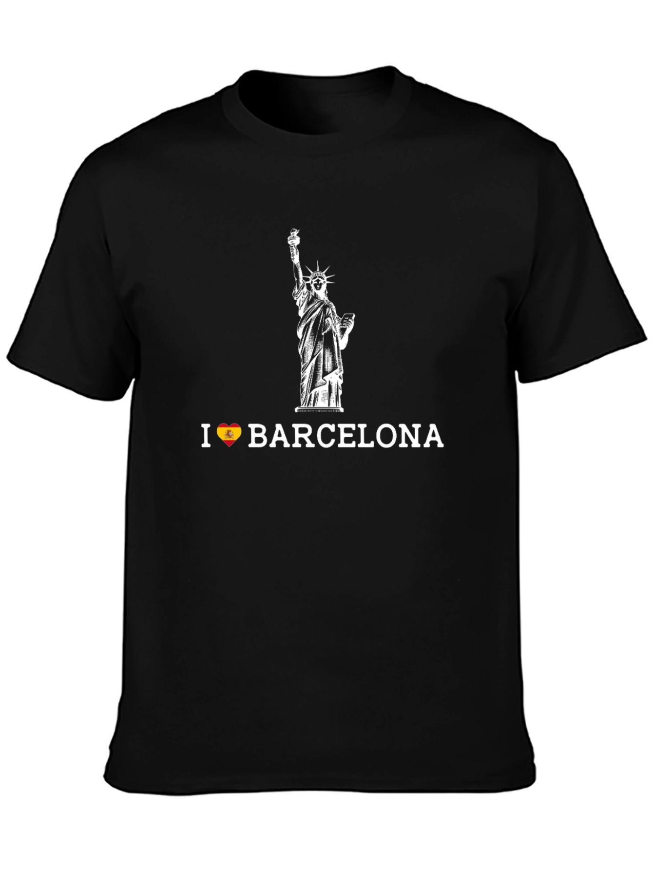 I Love Barcelona Statue of Liberty Black T-Shirt