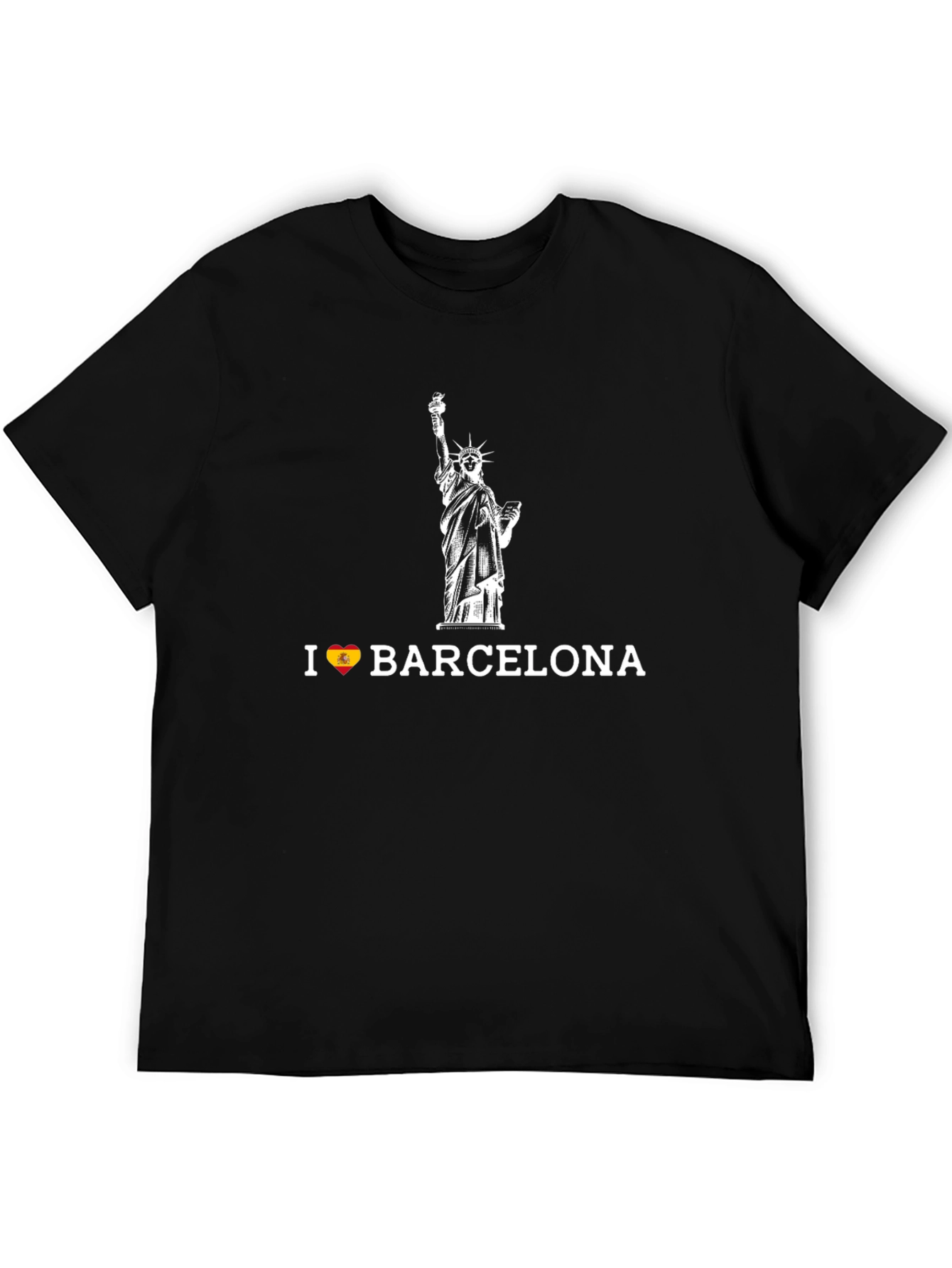 I Love Barcelona Statue of Liberty Black T-Shirt