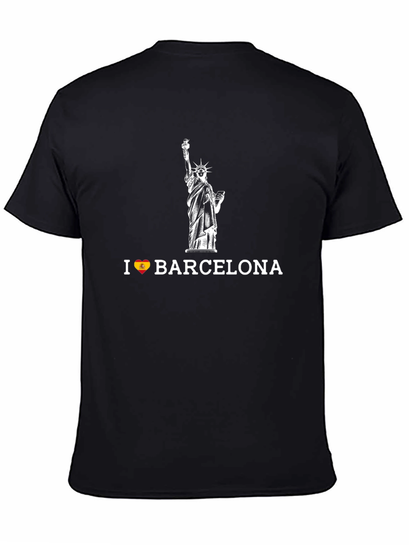 I Love Barcelona Statue of Liberty Black T-Shirt