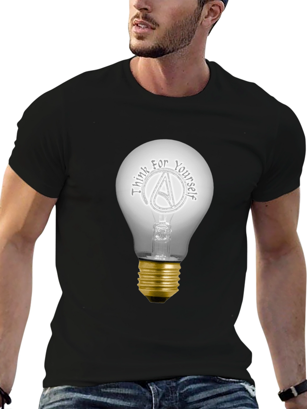 Think For Yourself Atheist Light Bulb T-Shirt