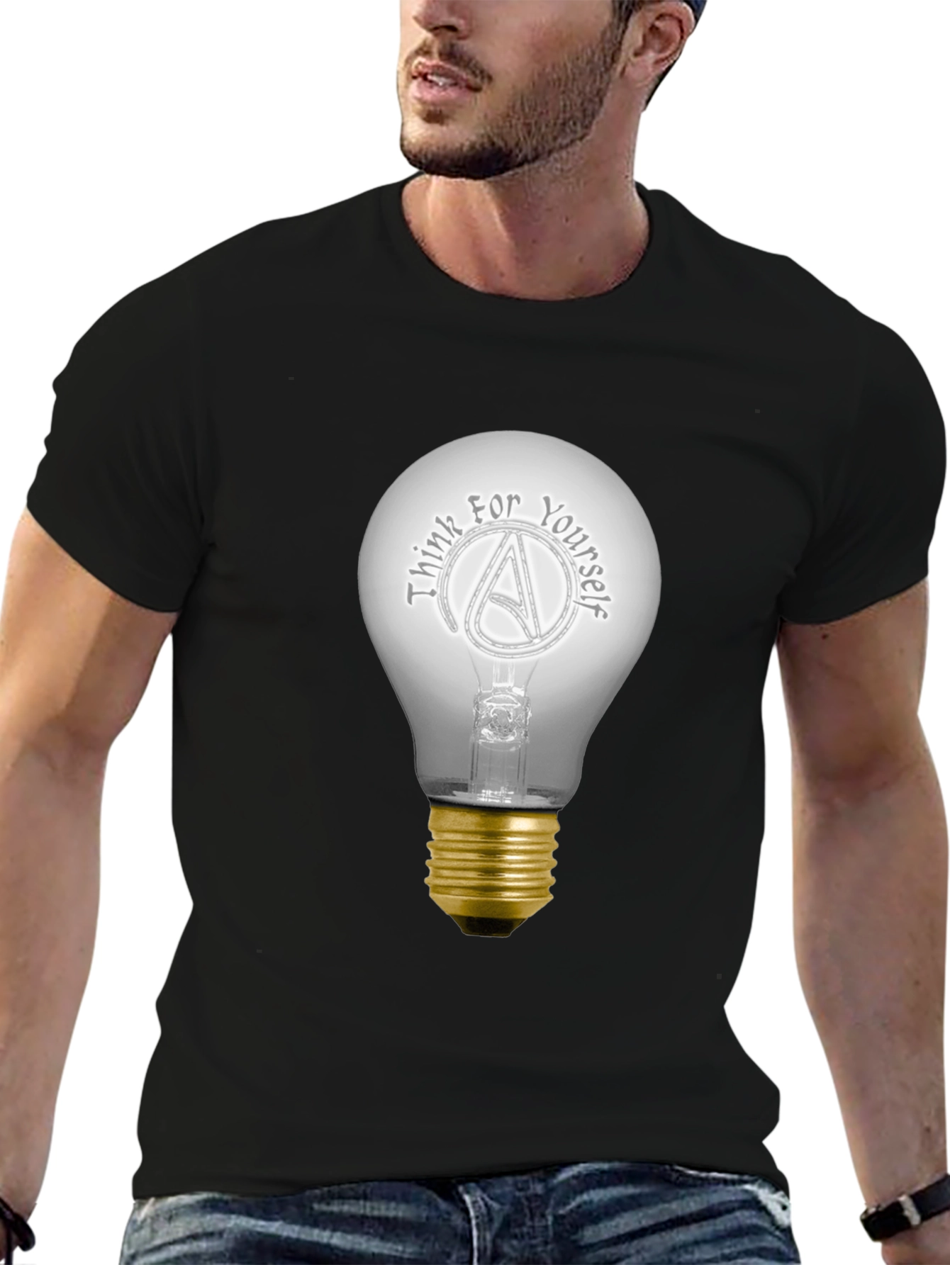 Think For Yourself Atheist Light Bulb T-Shirt