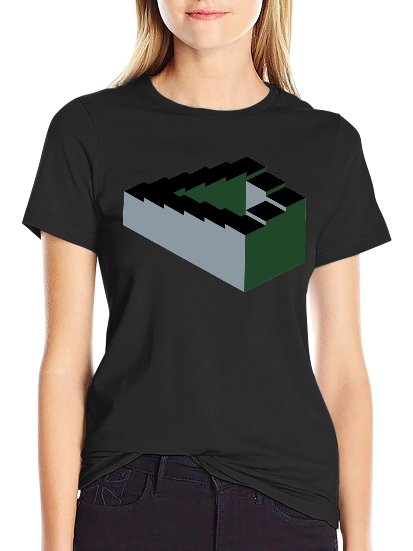 Impossible Staircase Graphic T-Shirt - Optical Illusion Tee