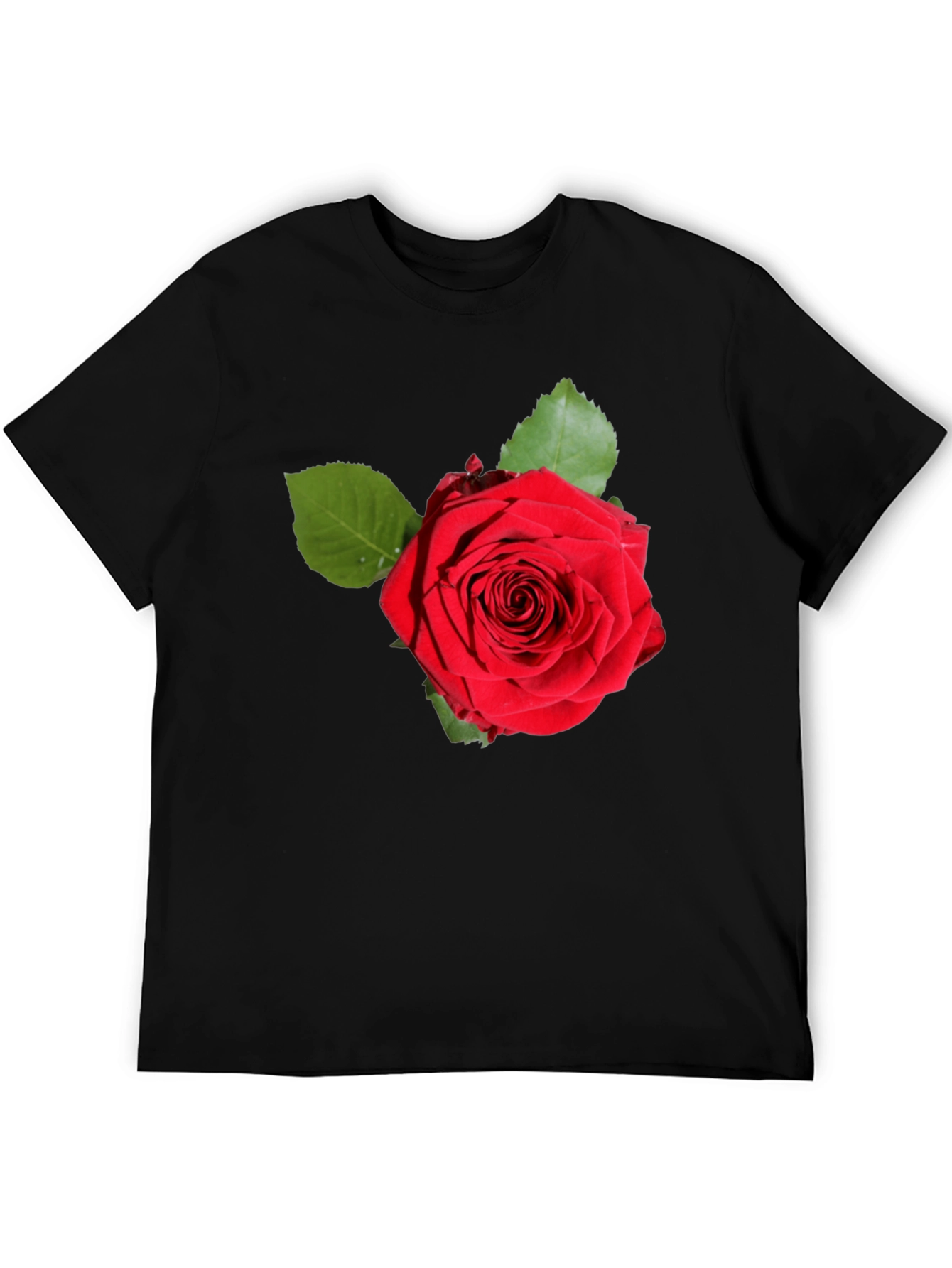 Red Rose Graphic Print Black T-Shirt
