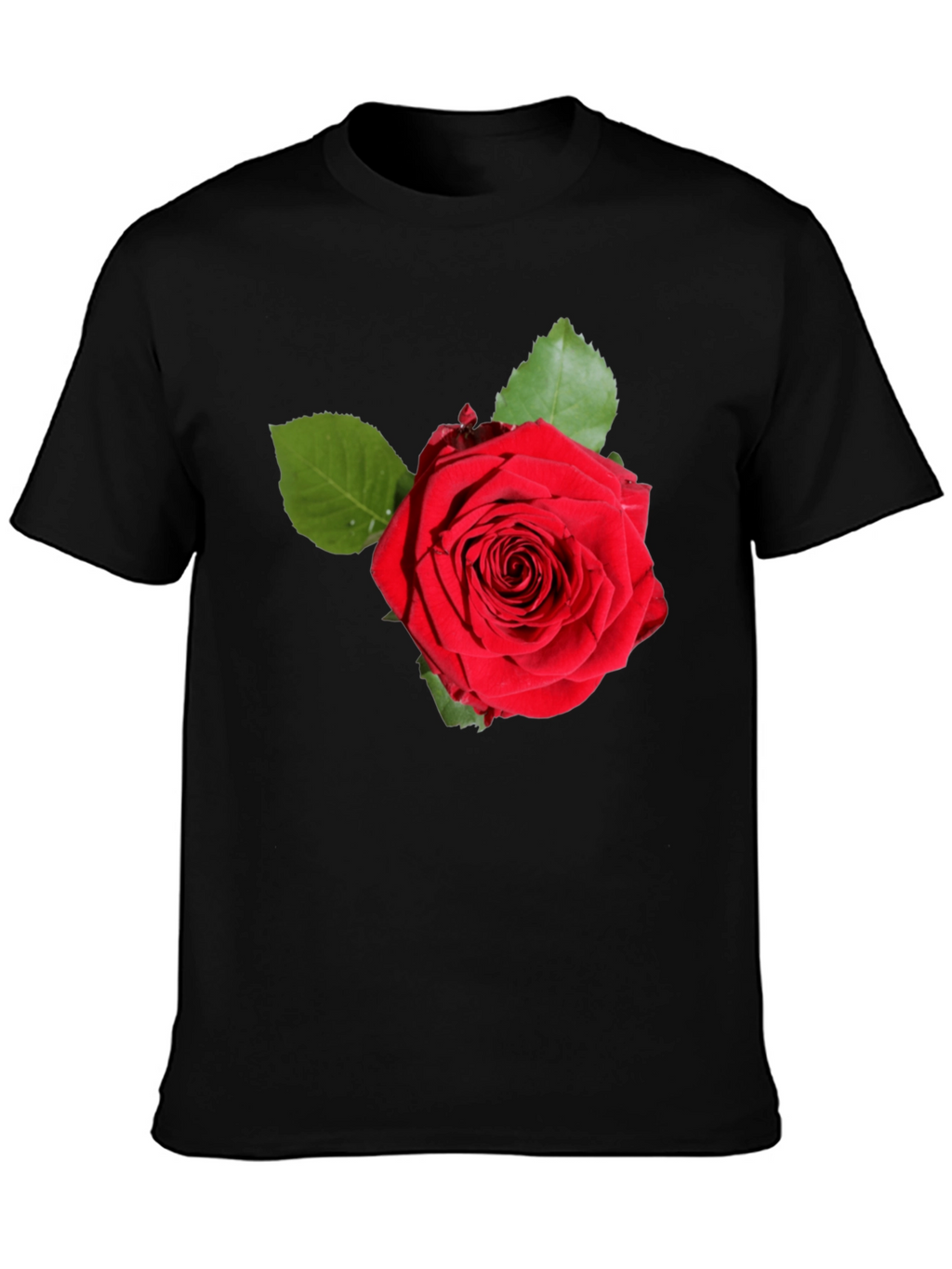 Red Rose Graphic Print Black T-Shirt