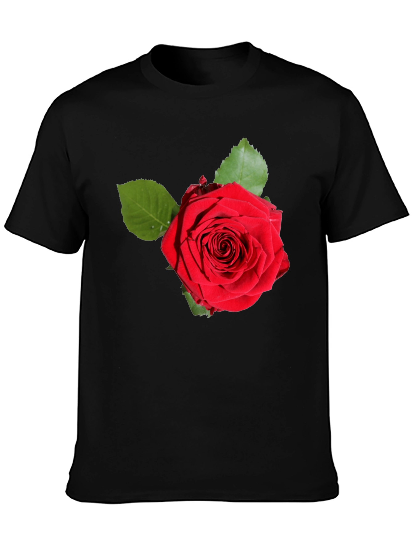 Red Rose Graphic Print Black T-Shirt