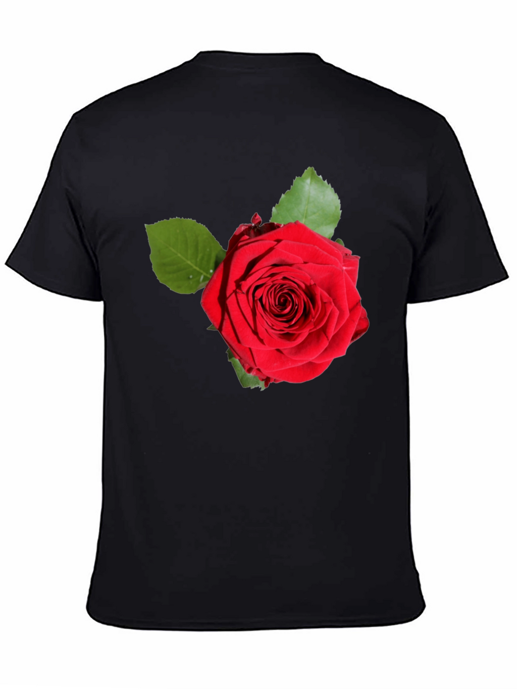 Red Rose Graphic Print Black T-Shirt