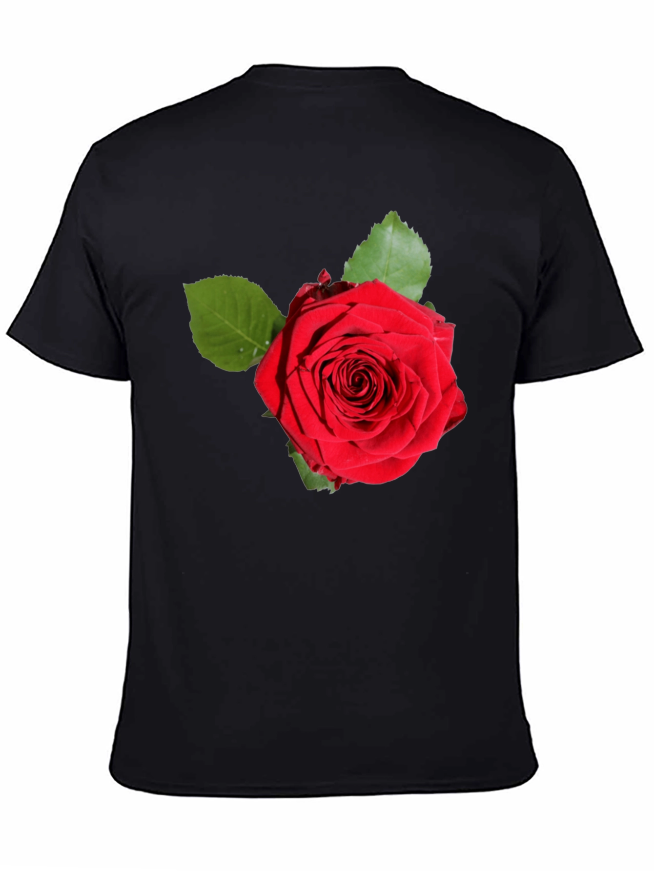 Red Rose Graphic Print Black T-Shirt